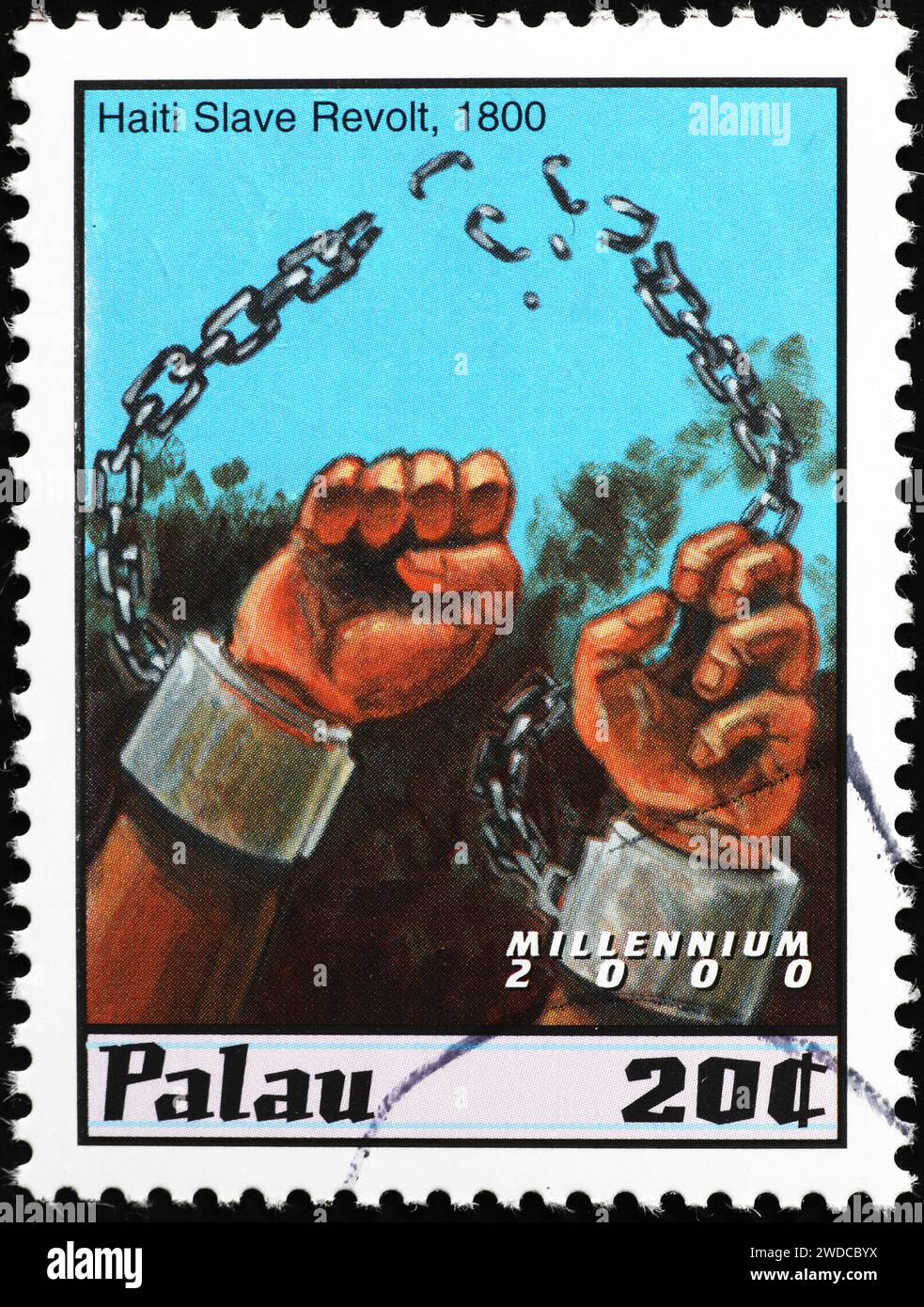 Sklavenrevolte von 1800 in Haiti auf Briefmarken Stockfoto