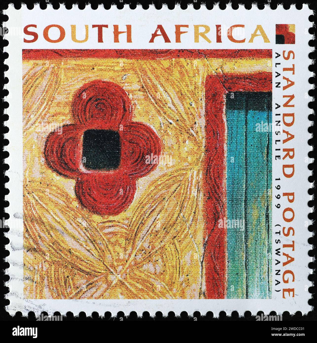 südafrikanische Farben und Muster auf Briefmarken Stockfoto