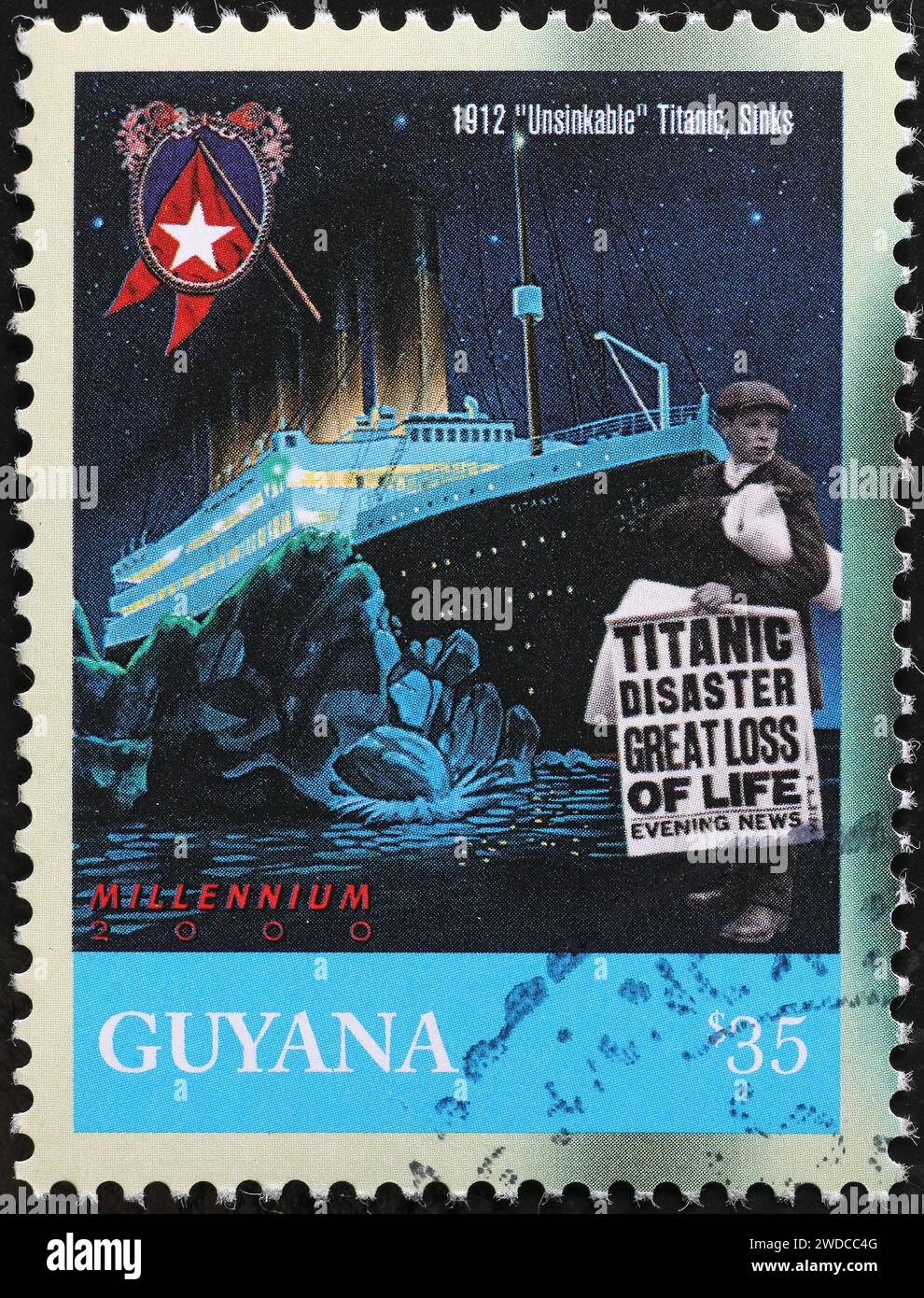 An die Tragödie der Titanic erinnert sich auf Briefmarken Stockfoto