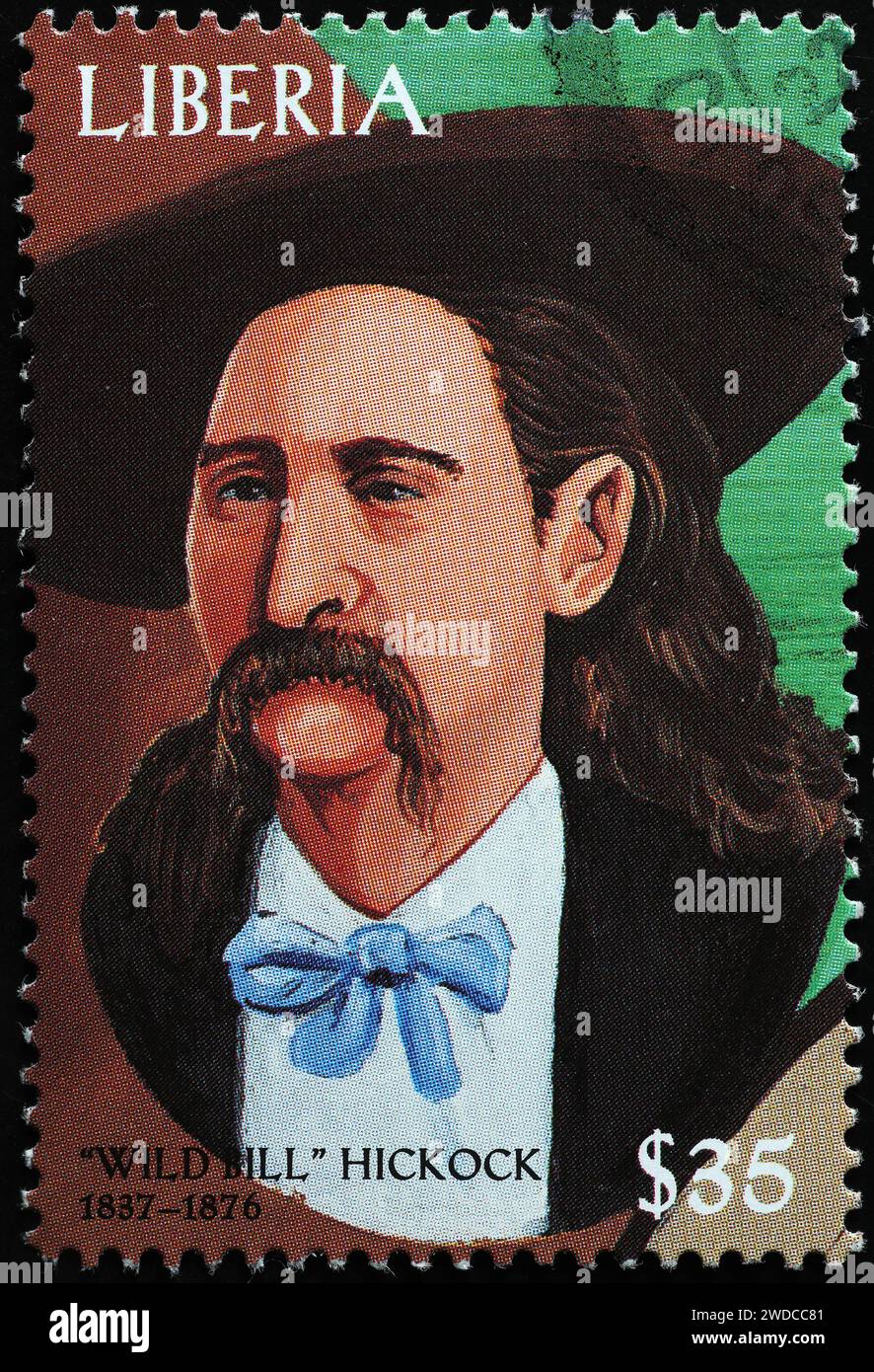 Wild Bill Hickok auf Briefmarken von Liberia Stockfoto