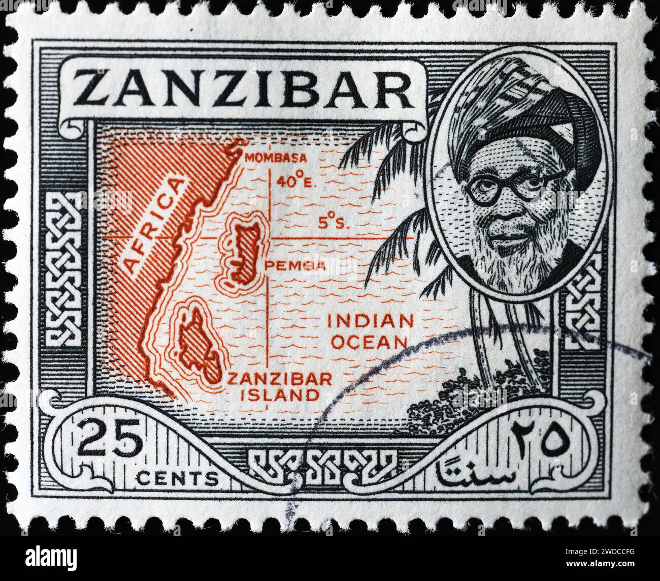 Sansibar Insel auf Vintage Briefmarke Stockfoto