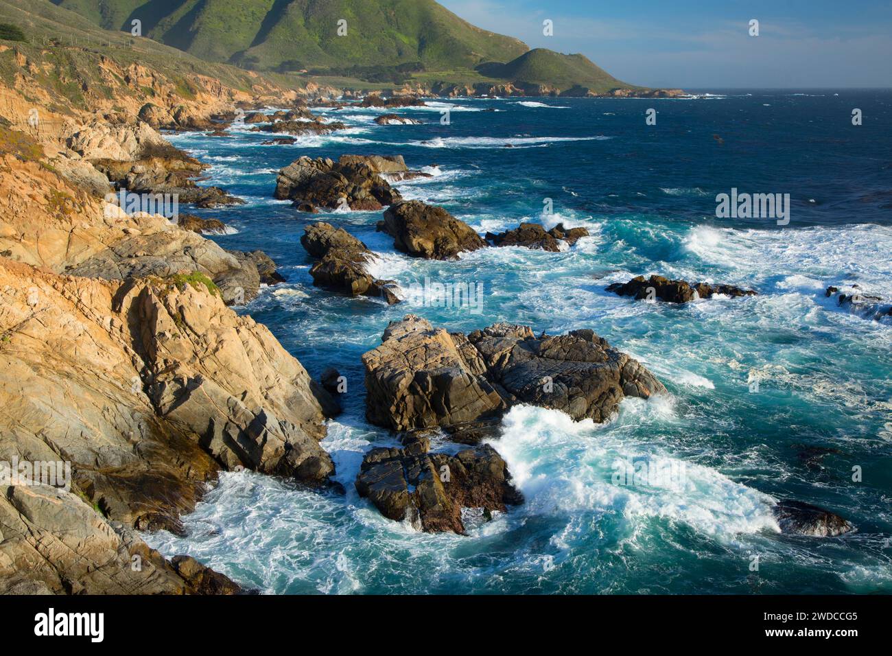 Felsenküste, Garrapata State Park, Big Sur Coast Highway Scenic Byway, Kalifornien Stockfoto