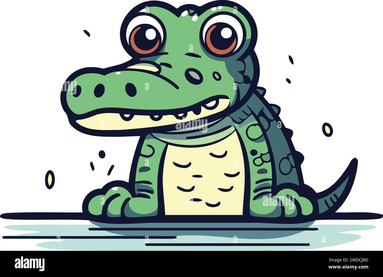 Niedliches Krokodil. Vektor-Illustration eines Karikaturkrokodils. Stock Vektor