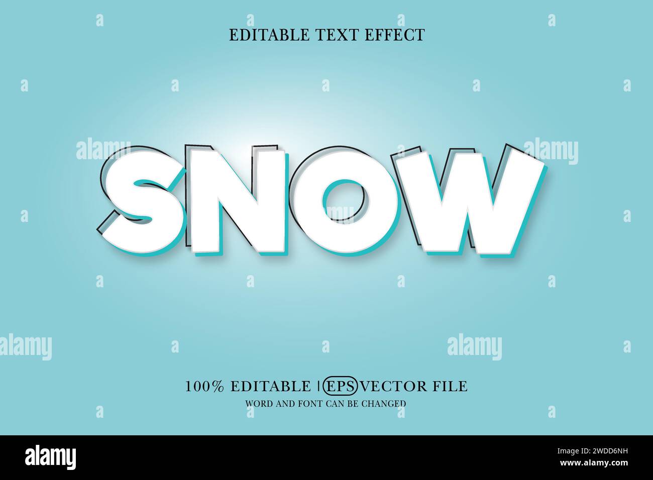 Texteffekt mit bearbeitbarem Snow 3D-Stil Stock Vektor