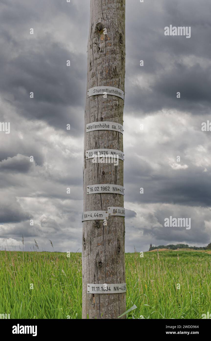 Sturmflut in der Nordsee im Salzmarsch von Sankt Peter-Ording auf der Halbinsel Eiderstedt, Nordfriesland Stockfoto