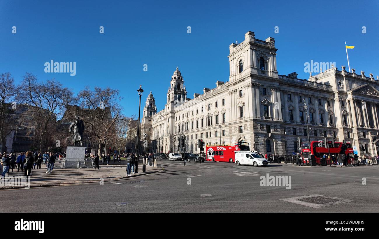 Finanzgebäude am Parliament Square, Westminster, London, Großbritannien Stockfoto