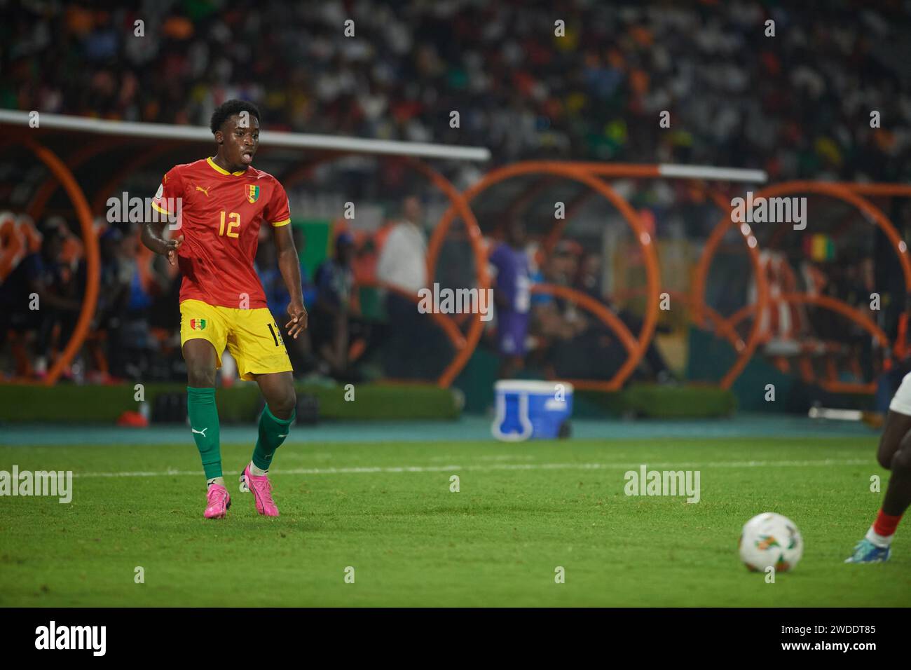 Höhepunkte des Spiels zwischen Guinea und Gambia beim Afrika-Cup 2023, Ibrahim Diakité während des Spiels Guinea gegen Gambia Stockfoto