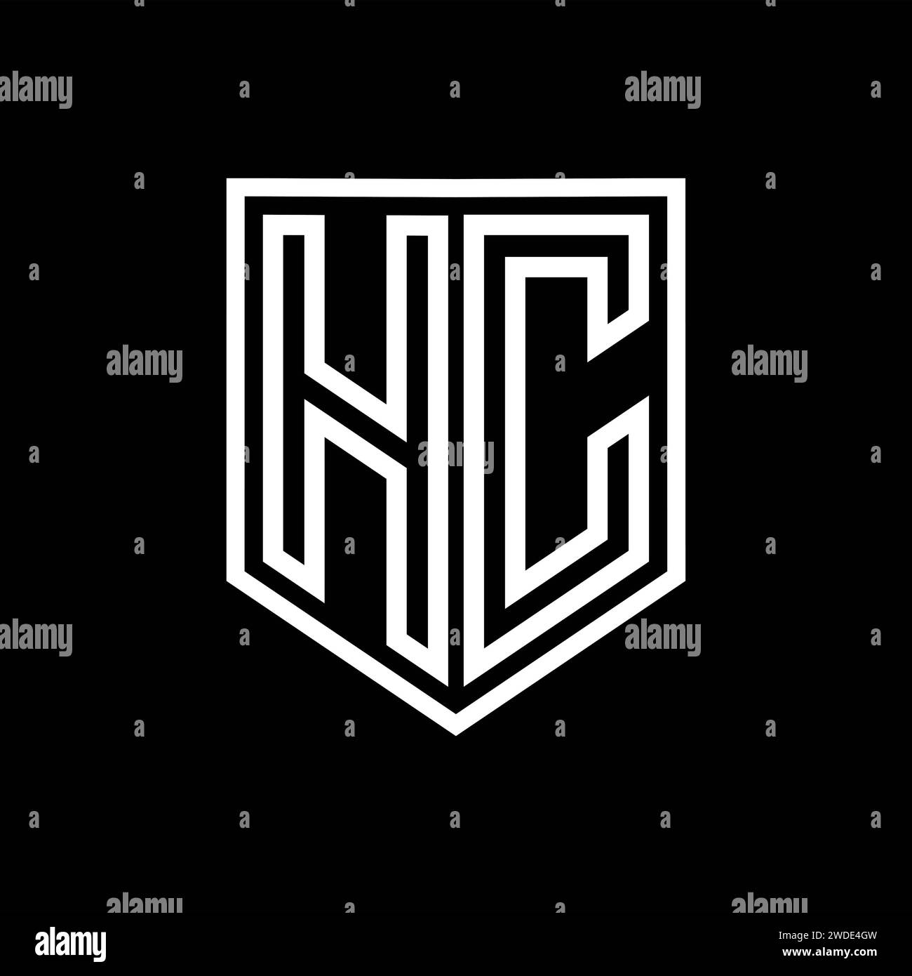 HC Letter Logo Monogramm Schirm geometrische Linie innerhalb der Schirmung isolierte Designvorlage Stockfoto