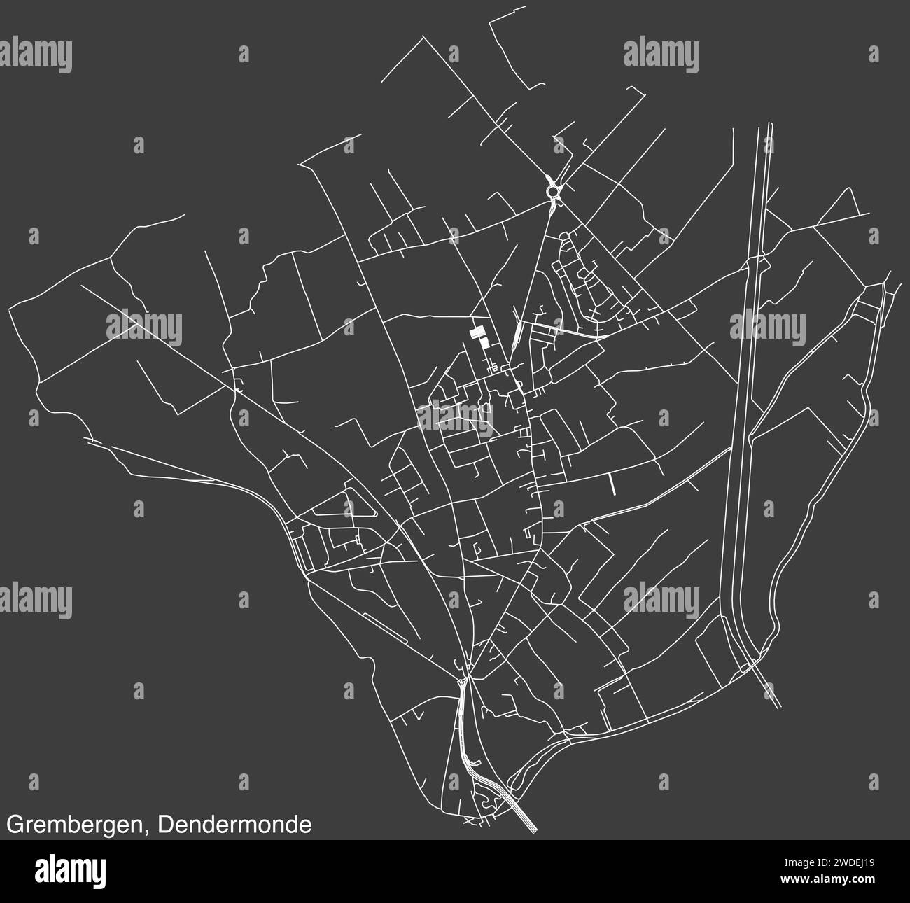 Straßenkarte der GREMBERGEN COMMUNITY, DENDERMONDE Stock Vektor