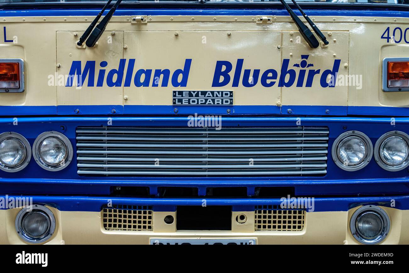 Vintage Midland Bluebird Bus am Glasgow Vintage Vehicle Trust, Bridgeton Garage, Glasgow Stockfoto