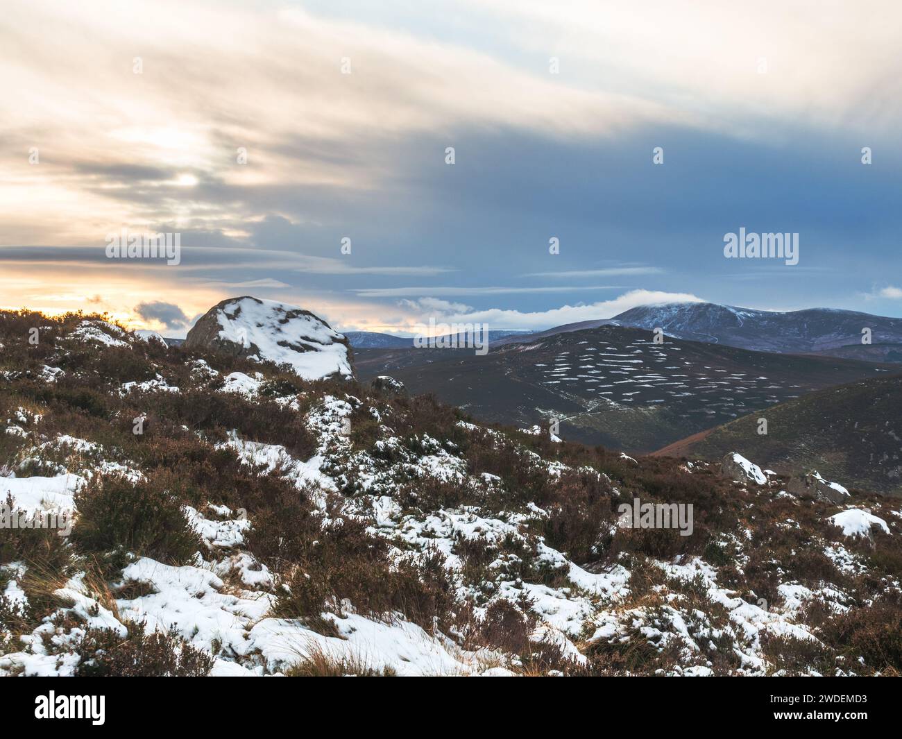 Schneestäubung bei Sally Gap Stockfoto