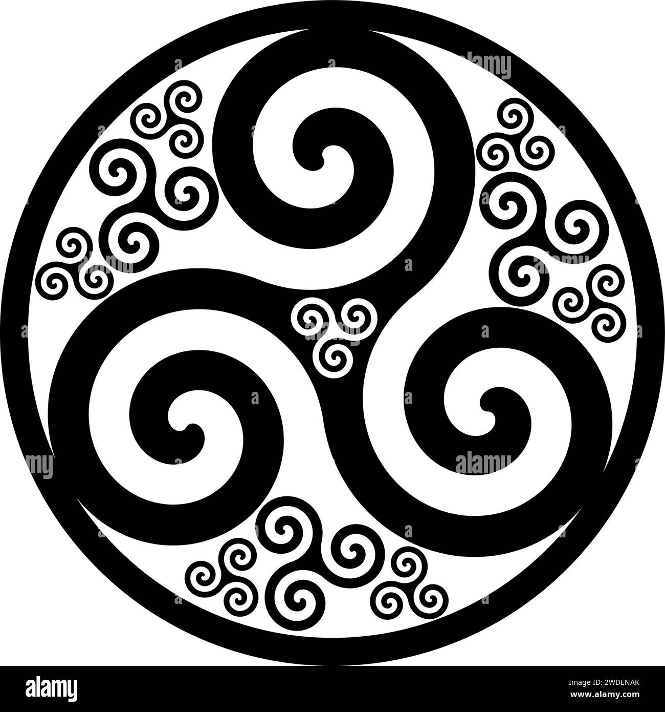 Keltisches Symbol - Keltischer Knoten und Triskelion Kreis - Trinität - Heilige Geometrie - Energie Stock Vektor