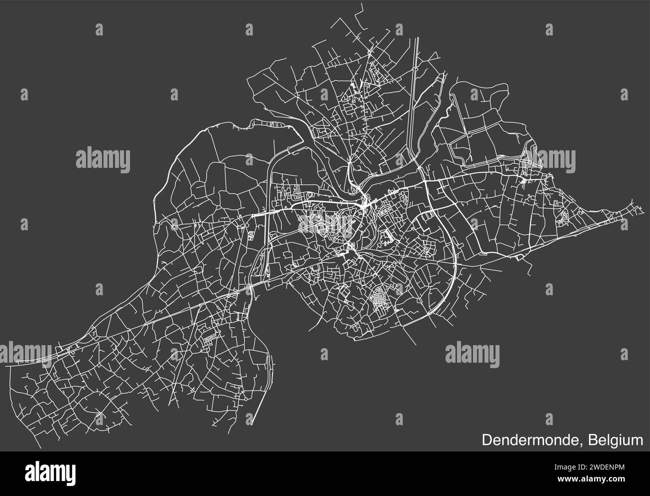 Straßenkarte von DENDERMONDE, BELGIEN Stock Vektor