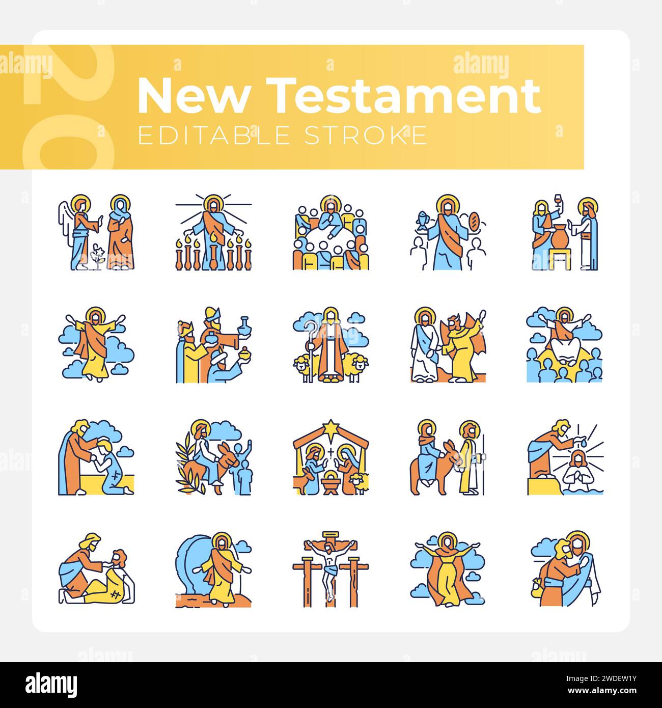 Neue Testament-RGB-Farbsymbole Stock Vektor