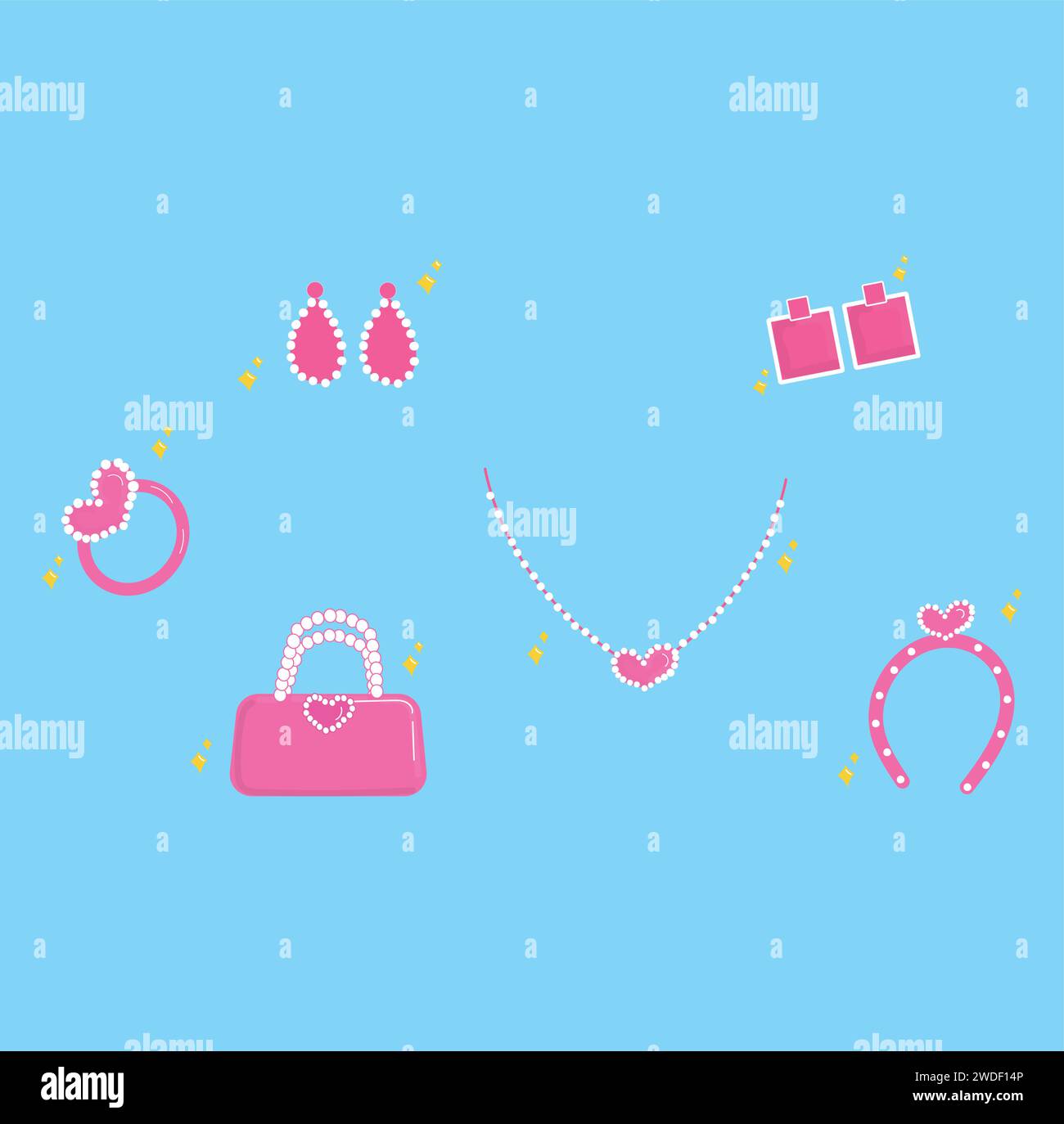 Barbie Elements Handgezeichnete Illustration Stock Vektor