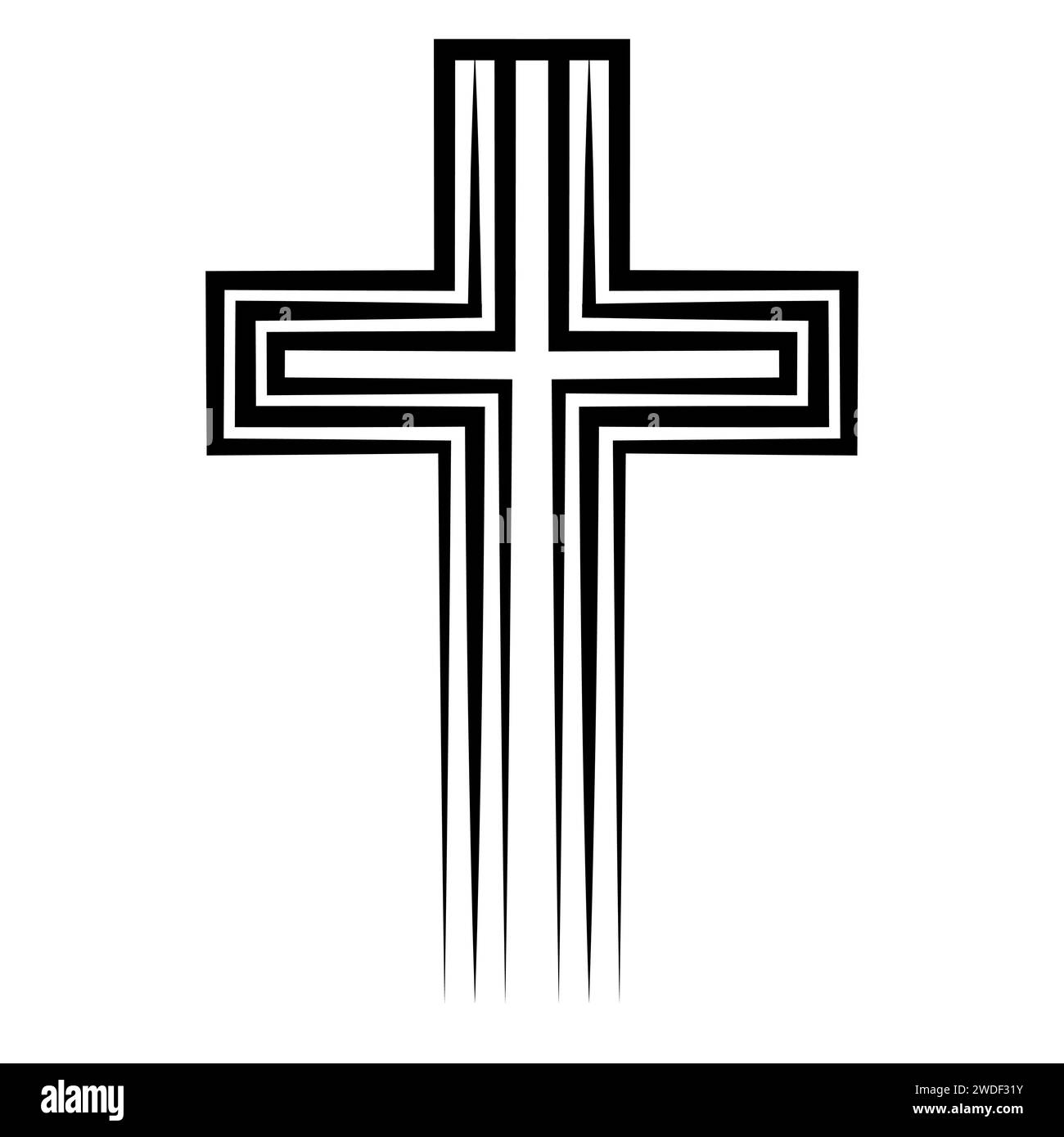 Christliches Kreuz, Symbol Kreuzigung Jesus, Talisman, Symbol glaube und Verehrung Stock Vektor