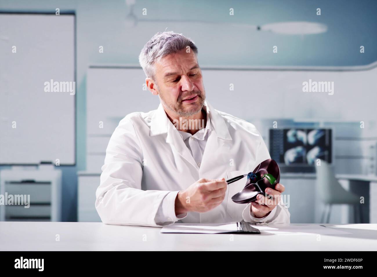 Behandlung Von Nierenkrebs. Urologe Arzt Erklärt Stockfoto