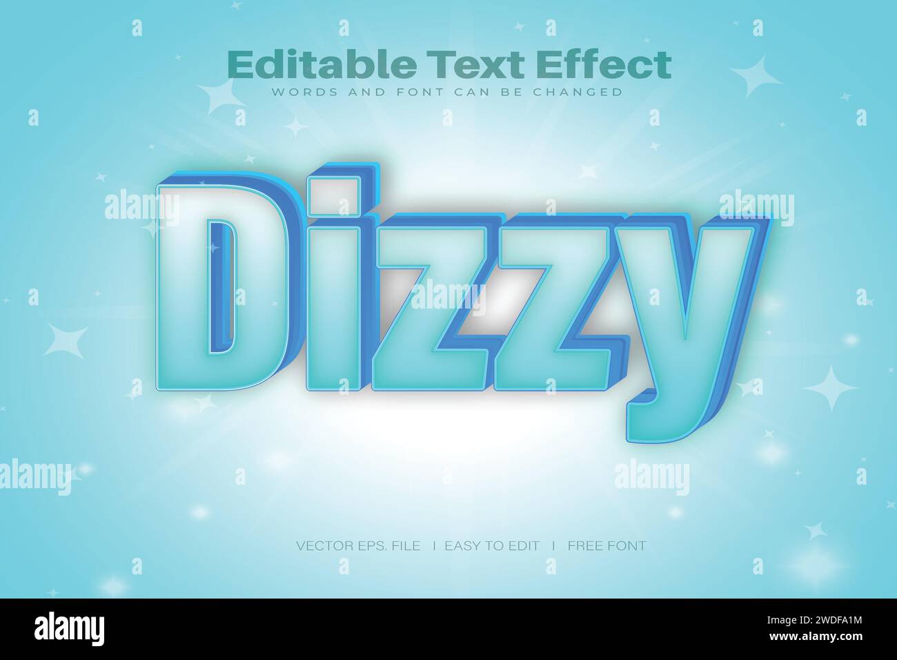 Dizzy 3D Text Effect 100 editierbare EPS-Datei Word und Schriftart können geändert werden Stock Vektor