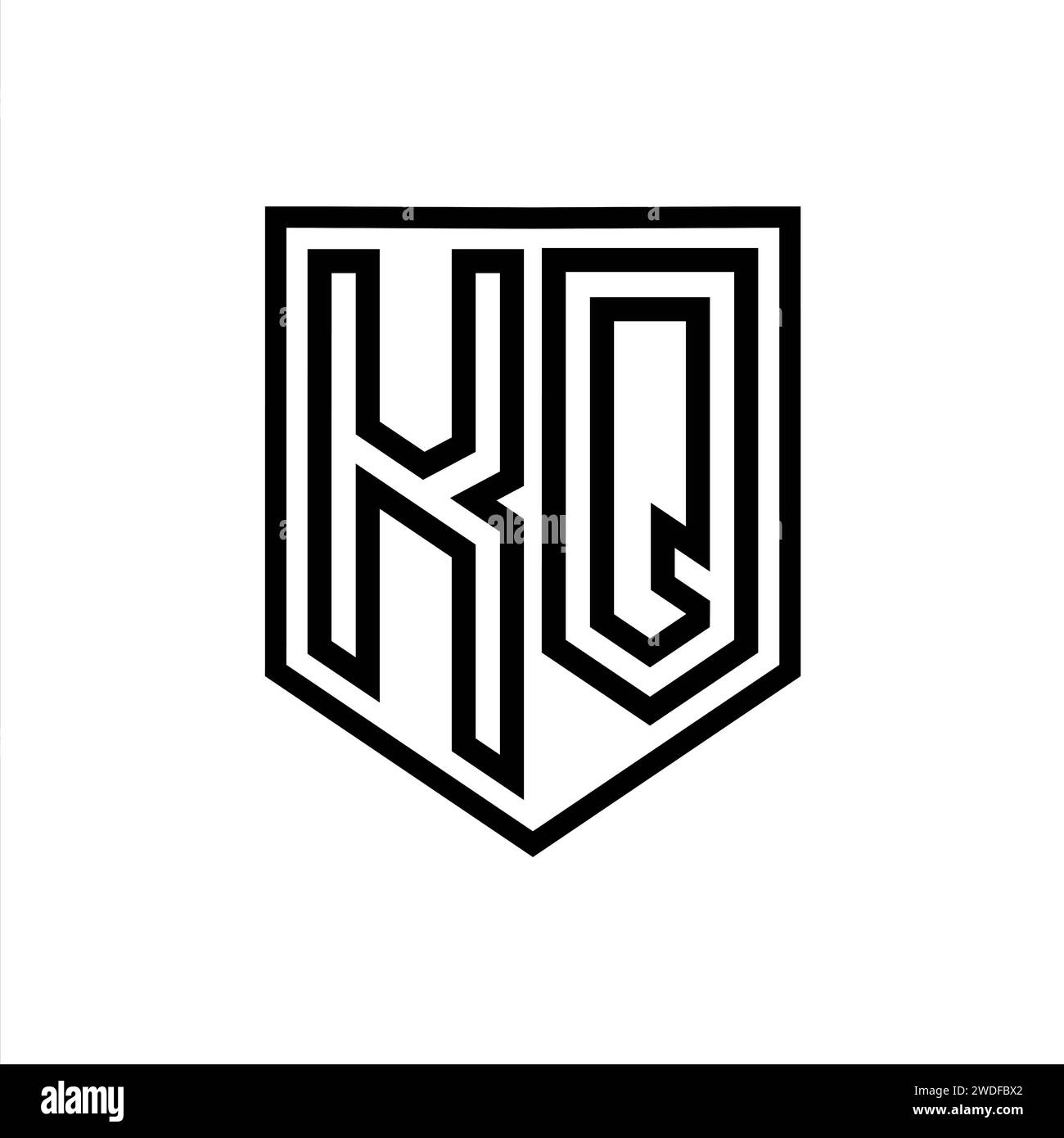 KQ Letter Logo Monogramm Schild geometrische Linie innerhalb der Abschirmung isolierte Design-Vorlage Stockfoto