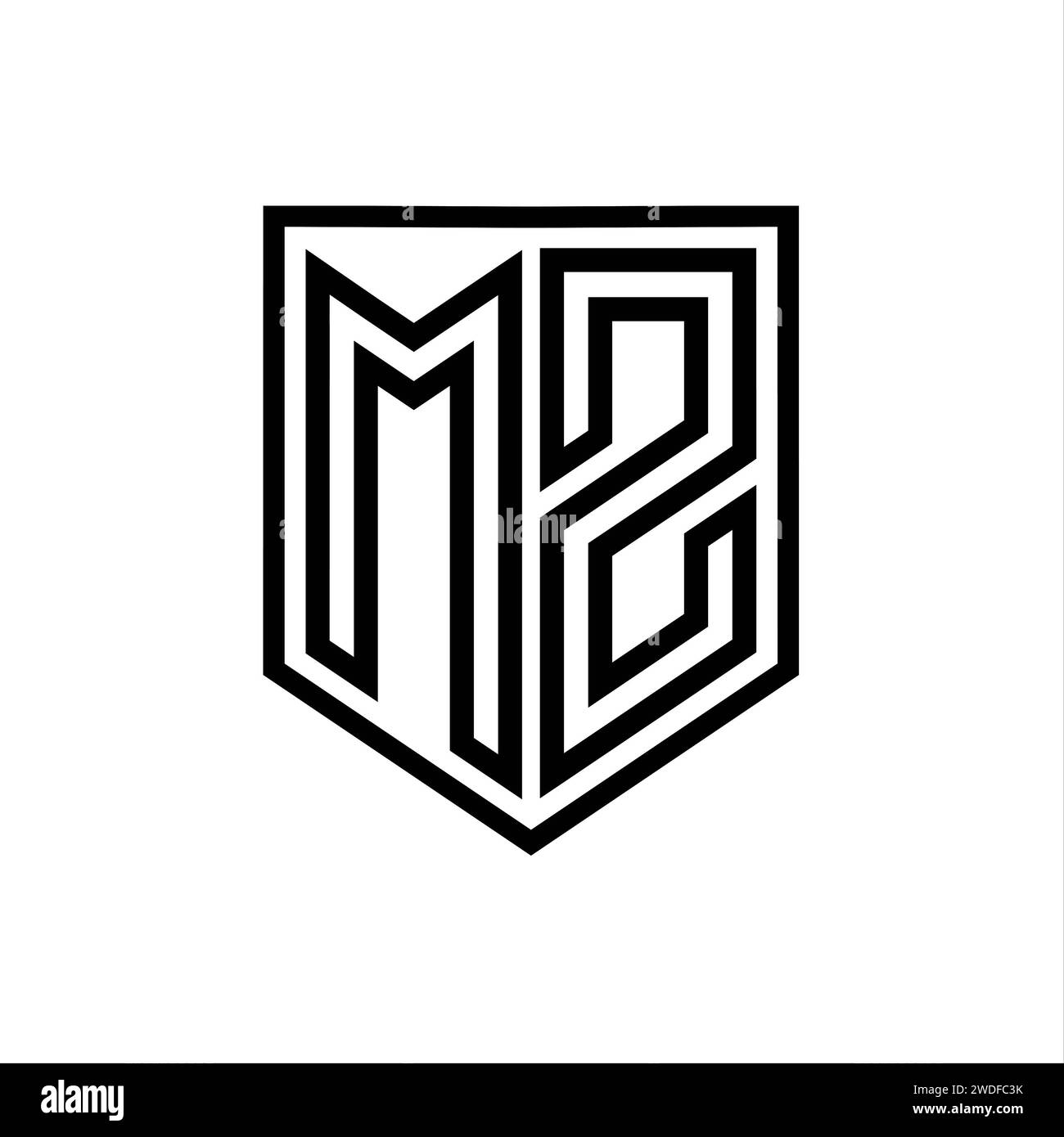 MZ Letter Logo Monogramm Schirm geometrische Linie innerhalb der Schirmung isolierte Designvorlage Stockfoto