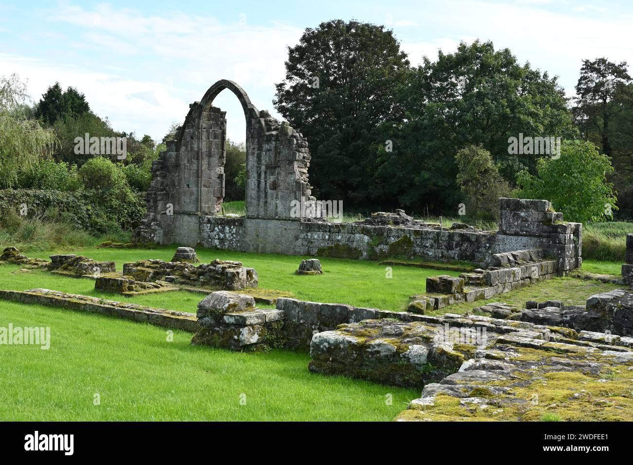 Ruinen der Zisterzienserabtei Croxden aus dem 12. Jahrhundert in Staffordshire England September Stockfoto