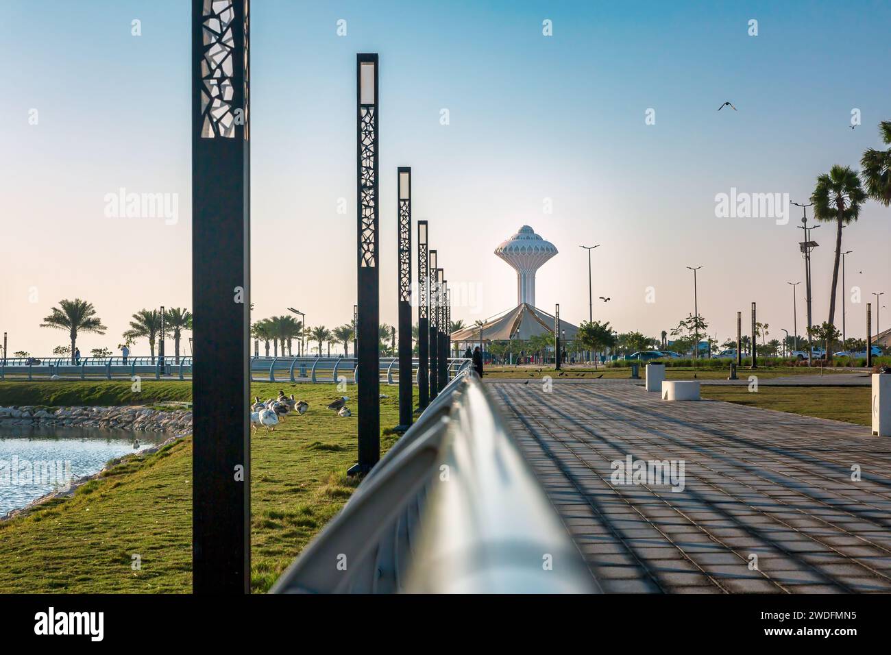 Vormittagsblick auf Dammam Al Khobar Corniche Saudi Arabien. Stockfoto
