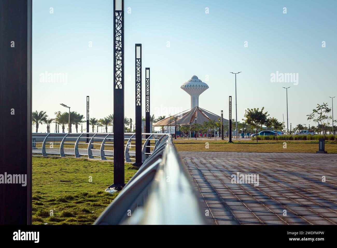 Vormittagsblick auf Dammam Al Khobar Corniche Saudi Arabien. Stockfoto