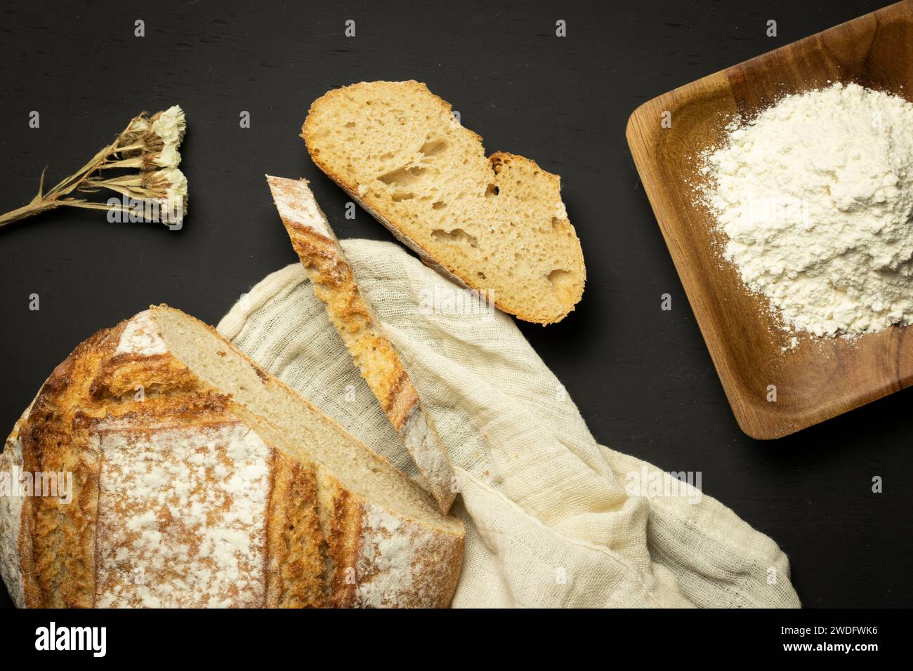 Brotfotografie Komposition Lebensmittelkunst Stockfoto