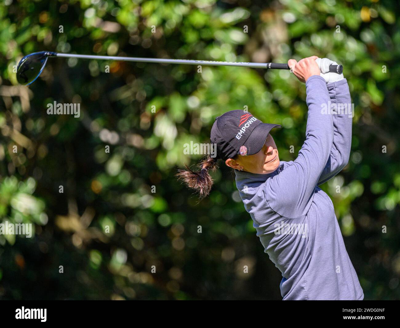 Orlando, FL, USA. Januar 2024. Cheyenne Knight auf dem ersten Abschlag während der dritten Runde des Hilton Grand Vacations Tournament of Champions im Lake Nona Golf & Country Club in Orlando, FL. Romeo T Guzman/CSM/Alamy Live News Stockfoto