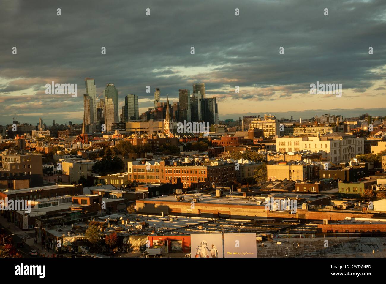 Skyline von Long Island City Queens aus einem Gebäude in Williamsburg Brooklyn NYC Stockfoto
