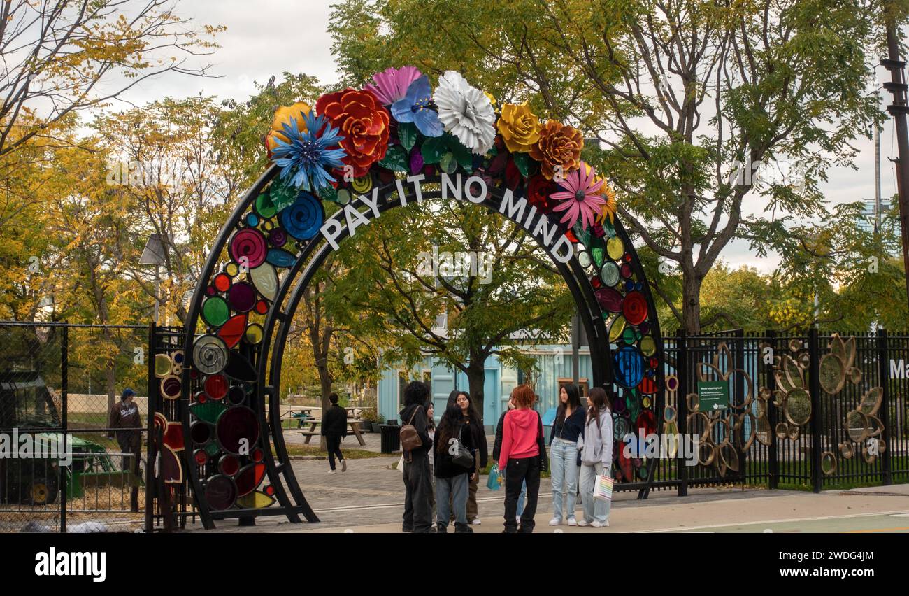 Eintritt zum Marsha P Johnson State Park in Williamsburg Brooklyn NYC Stockfoto
