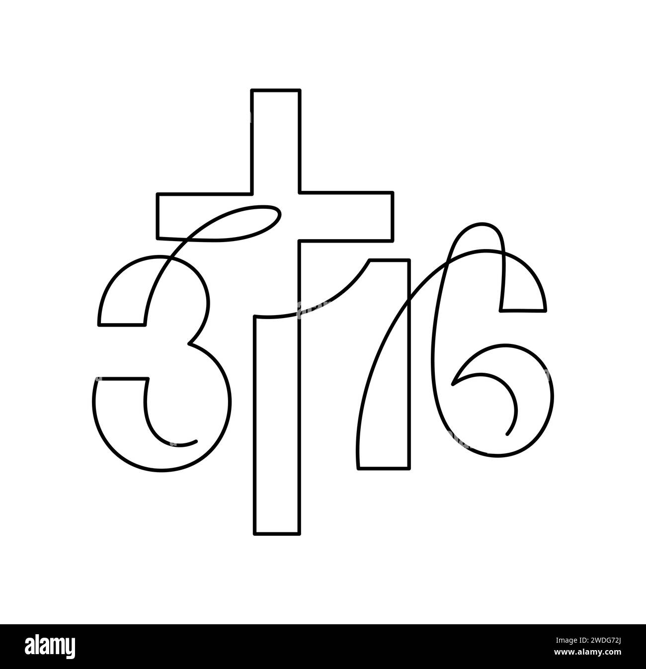 Biblische Phrase aus Johannes 3,16. Durchgehend ein Logo mit einer Kunstlinie über Gott Liebe. True Story, Typografie zum Drucken oder als Poster, Karte Stock Vektor