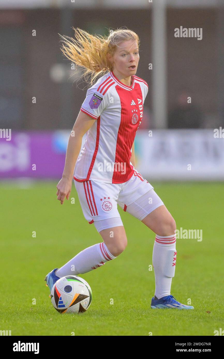 Amsterdam, Niederlande. Januar 2024. AMSTERDAM, NIEDERLANDE - 20. JANUAR: Nadine Noordam vom AFC Ajax während des Azerion Vrouwen Eredivisie Spiels zwischen Ajax und Excelsior im Sportpark de toekomst am 20. Januar 2024 in Amsterdam. (Foto: Jan Mulder/Orange Pictures) Credit: dpa/Alamy Live News Stockfoto