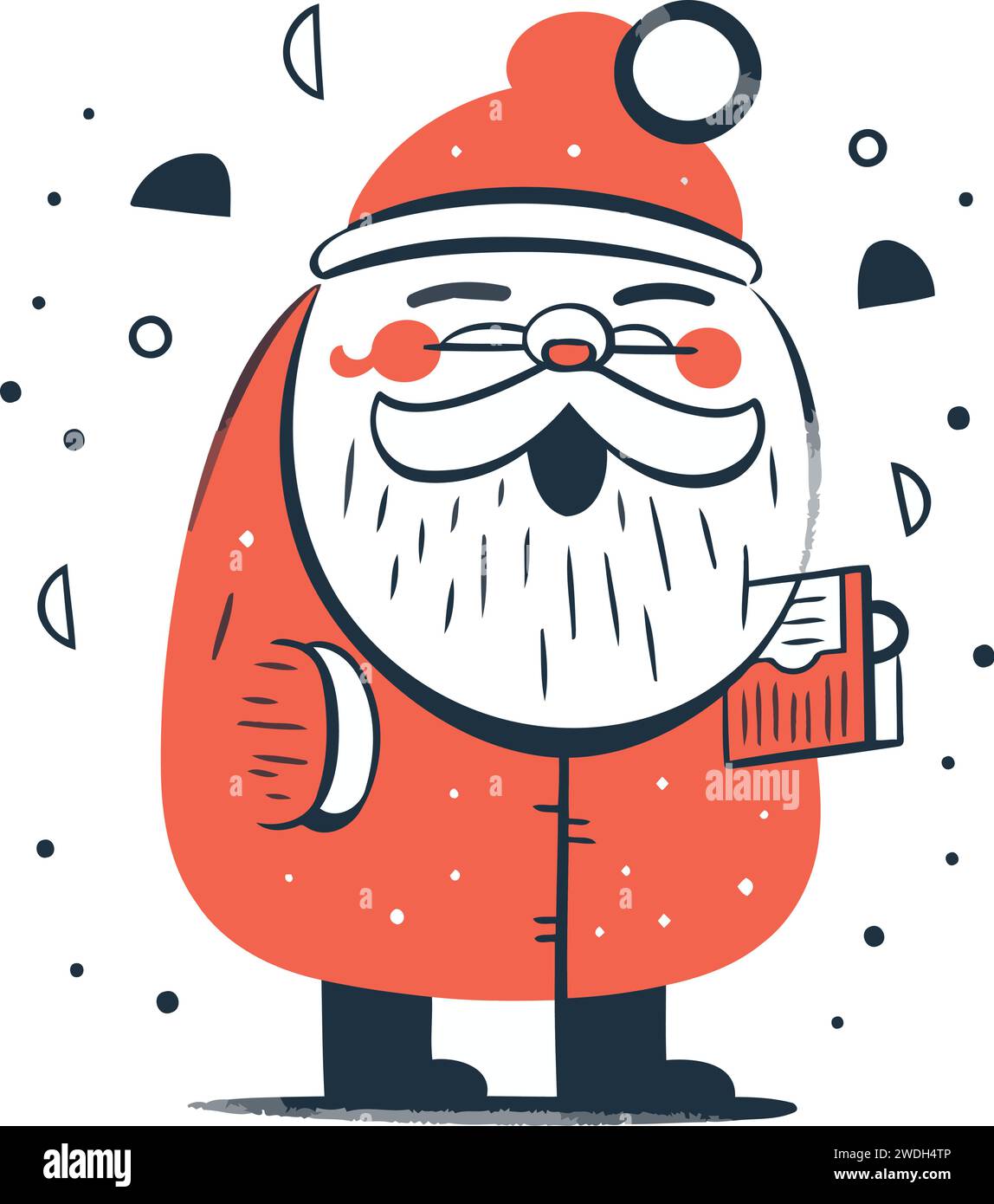 Der Weihnachtsmann in einem roten Mantel. Vektorillustration im Cartoon-Stil. Stock Vektor