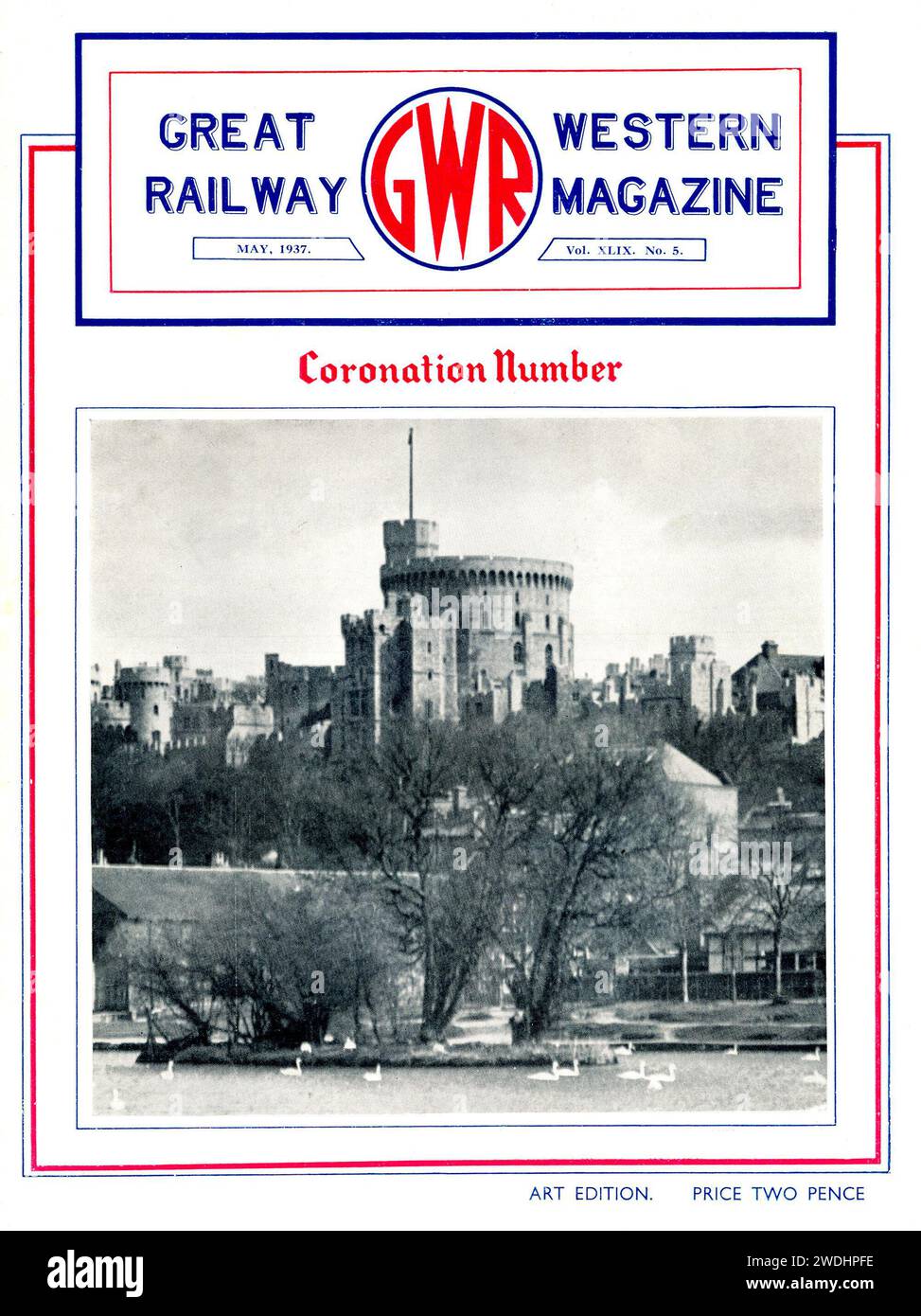 Ein Vintage-Cover des Great Western Railway Magazins der Sonderausgabe der Krönung im Mai 1937 zur Krönung von König Georg VI Stockfoto