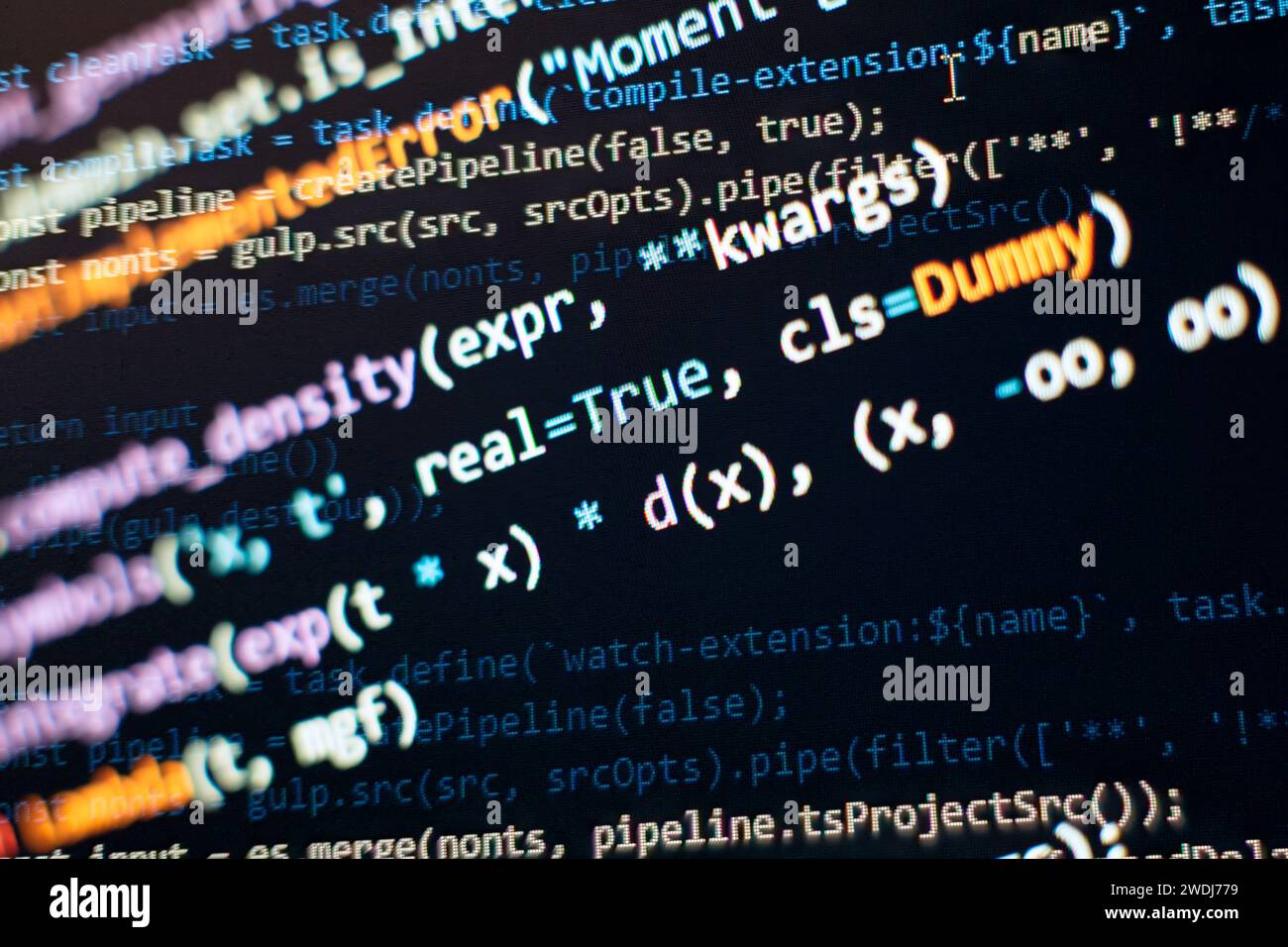 Python-Code-Computerbildschirm. Entwicklung mobiler Anwendungen Stockfoto