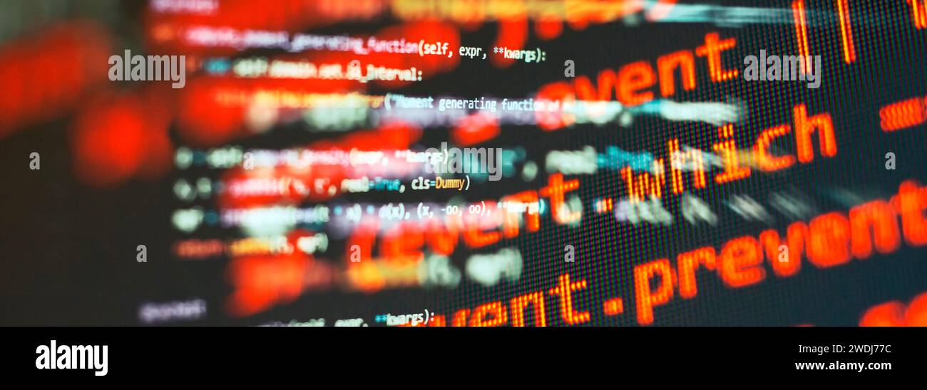 Python-Code-Computerbildschirm. Entwicklung mobiler Anwendungen Stockfoto