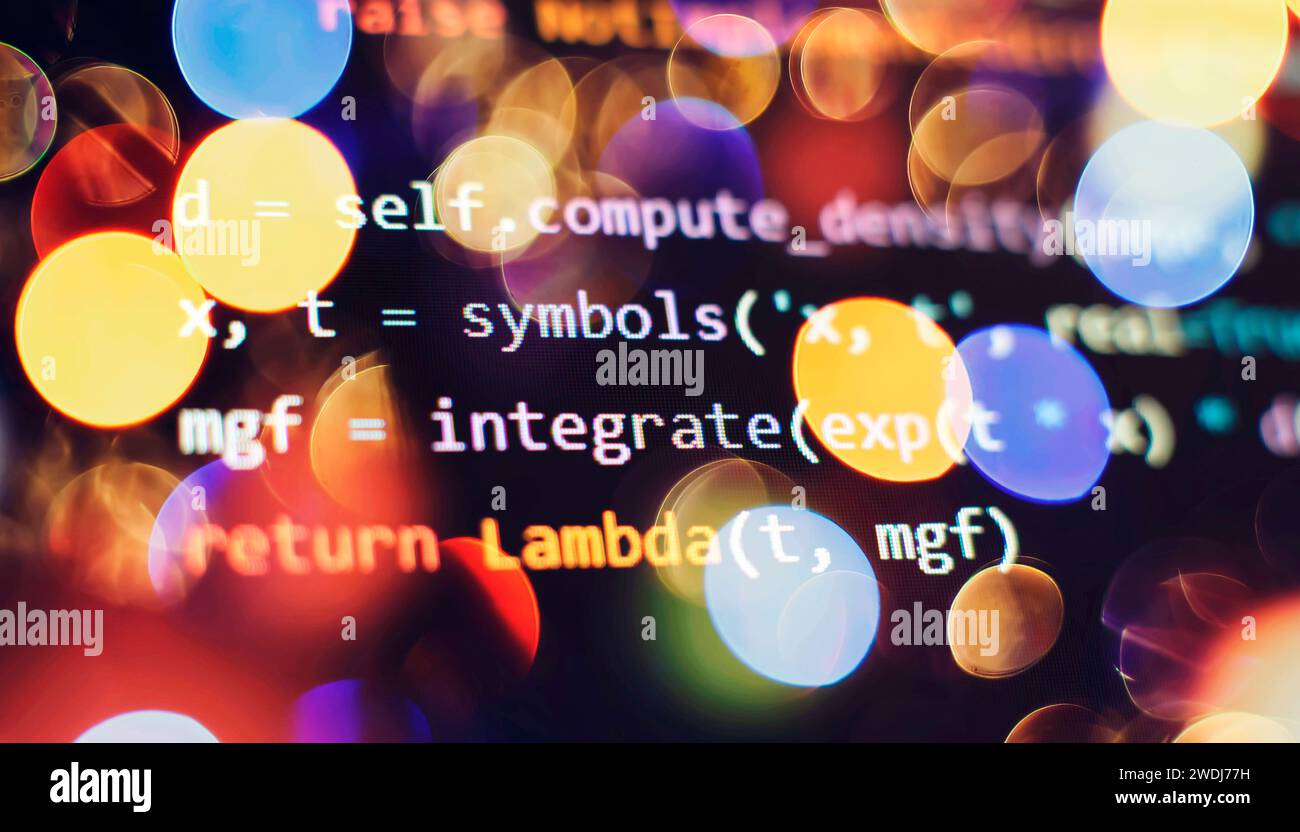 Python-Code-Computerbildschirm. Entwicklung mobiler Anwendungen Stockfoto