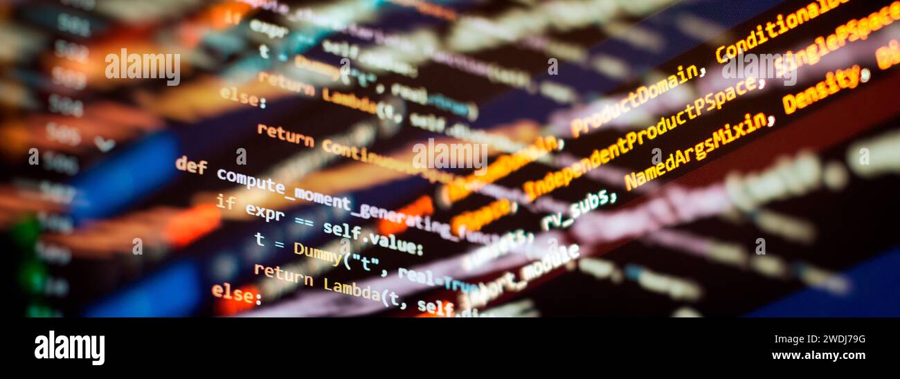 Python-Code-Computerbildschirm. Entwicklung mobiler Anwendungen Stockfoto