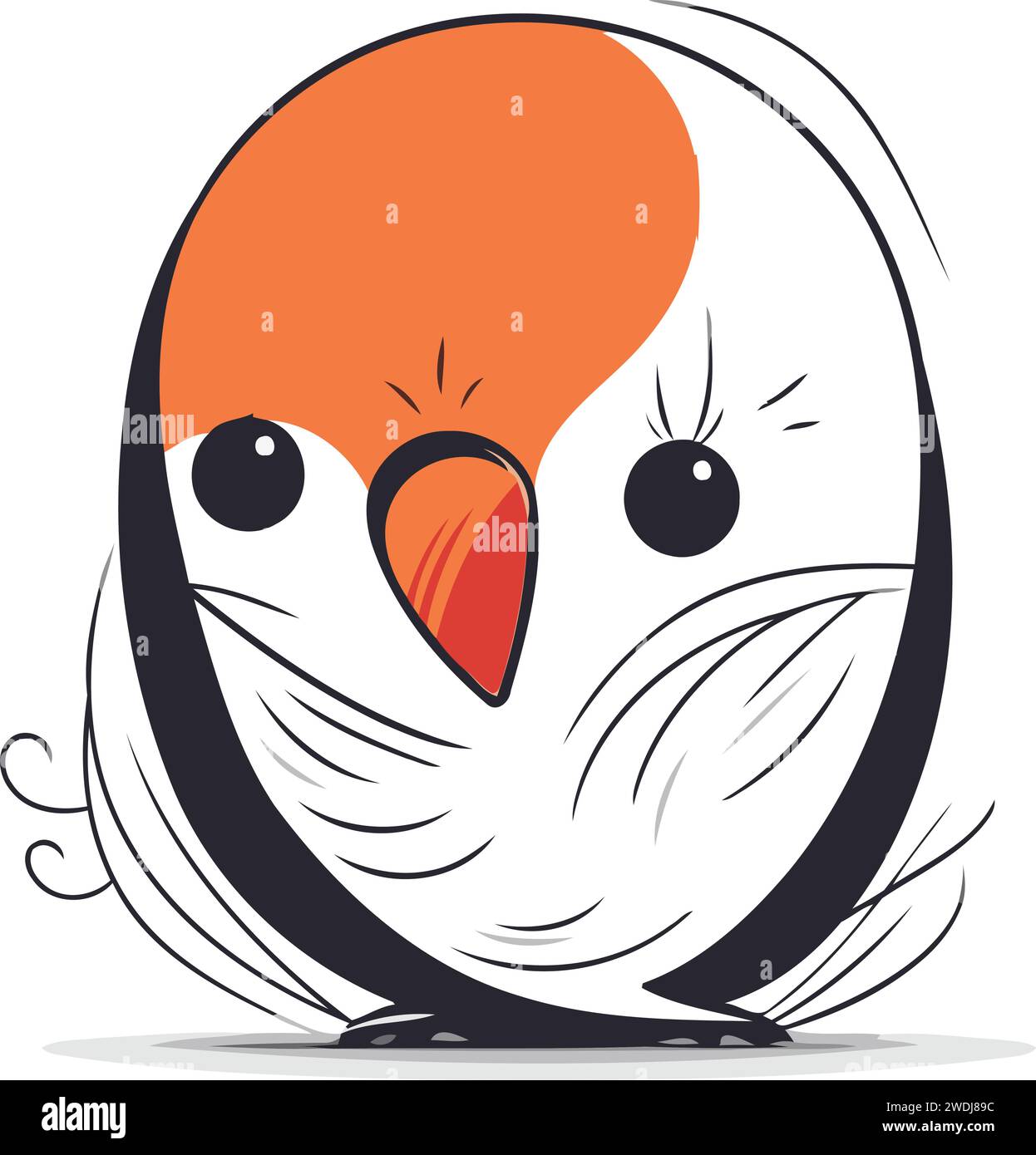 Karikaturvektor-Illustration eines niedlichen Vogels mit orangefarbenem Schnabel. Stock Vektor