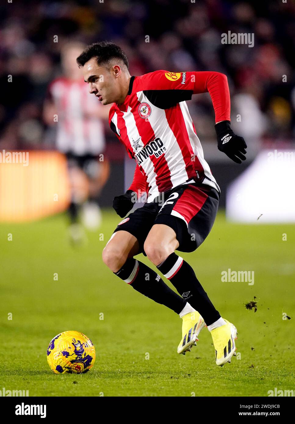 Brentfords Sergio Reguilon während des Premier League-Spiels im Gtech Community Stadium in London. Bilddatum: Samstag, 20. Januar 2024. Stockfoto