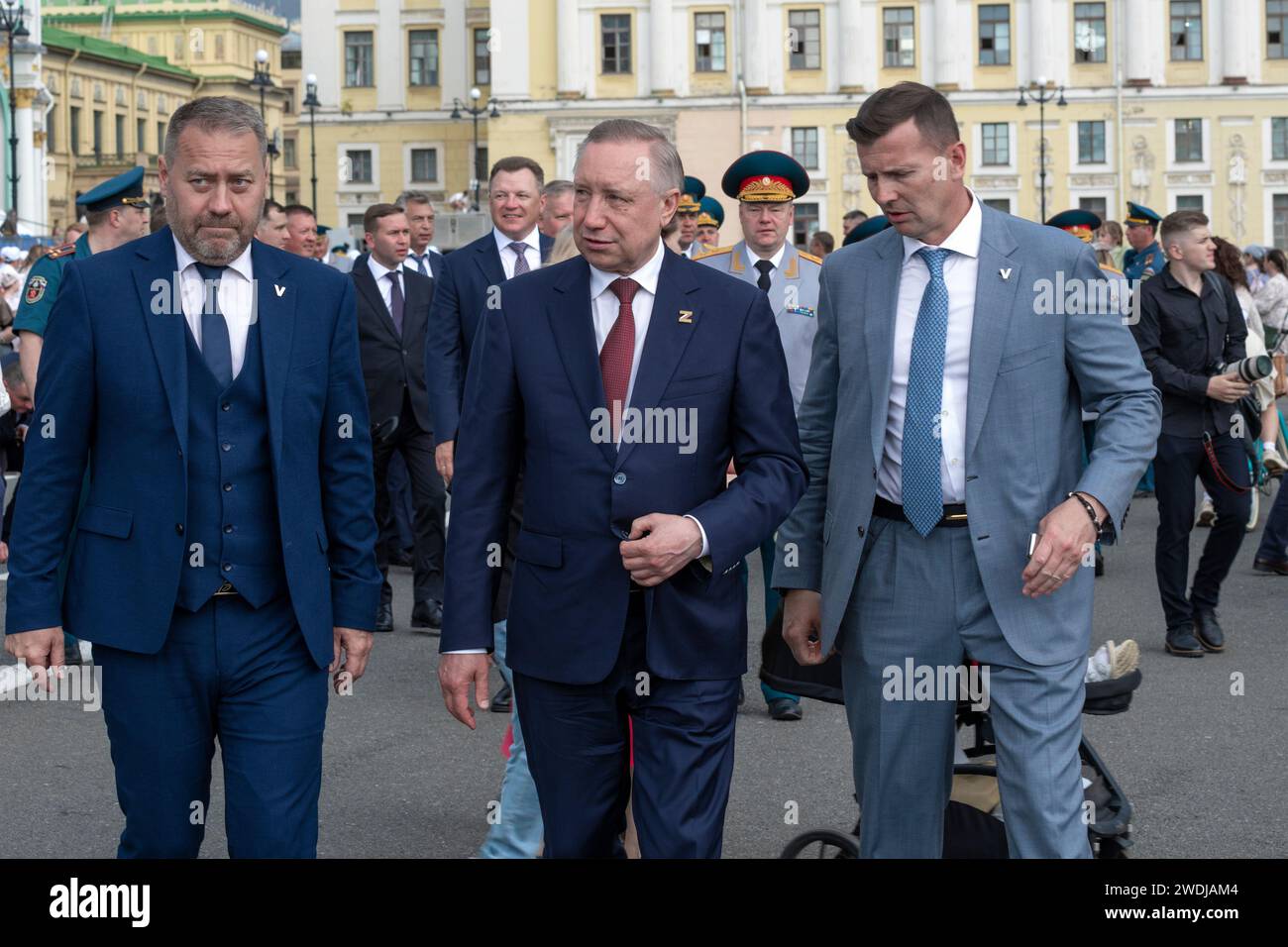 SANKT PETERSBURG, RUSSLAND - 30. JUNI 2023: Gouverneur von St. Petersburg A.D. Beglov auf dem Palastplatz, um den 220. Jahrestag des Feuers zu feiern Stockfoto