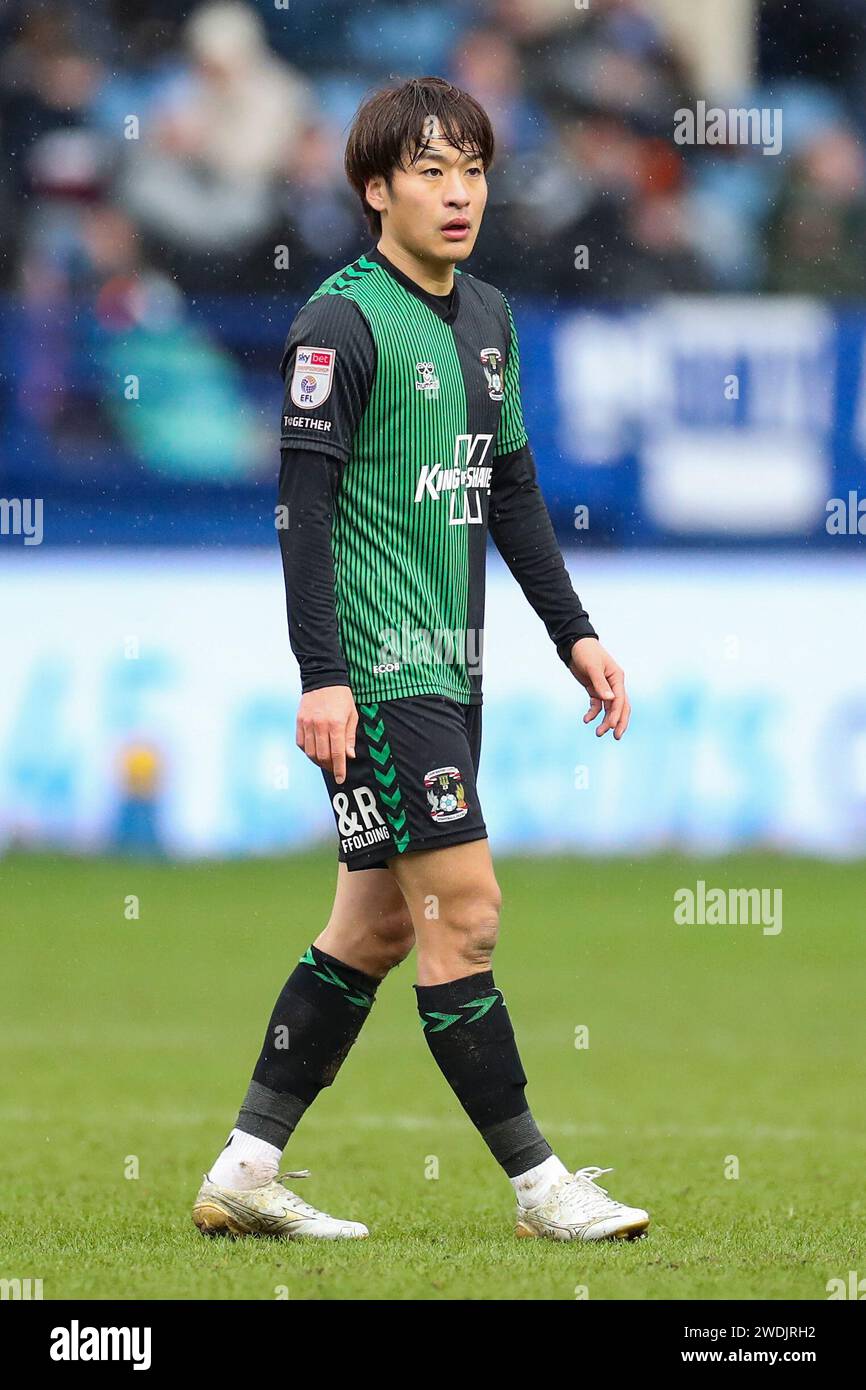 Sheffield, Großbritannien. Januar 2024. Coventry City Mittelfeldspieler Tatsuhiro Sakamoto (7) Japan im Einsatz beim Sheffield Wednesday FC gegen Coventry City FC SKY Bet EFL Championship Match im Hillsborough Stadium, Sheffield, England, Großbritannien am 20. Januar 2024 Credit: Every Second Media/Alamy Live News Stockfoto