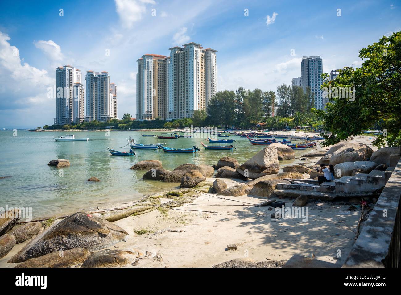 Blick auf das Fischerdorf in Tanjung Tokong, Penang, Malaysia Stockfoto