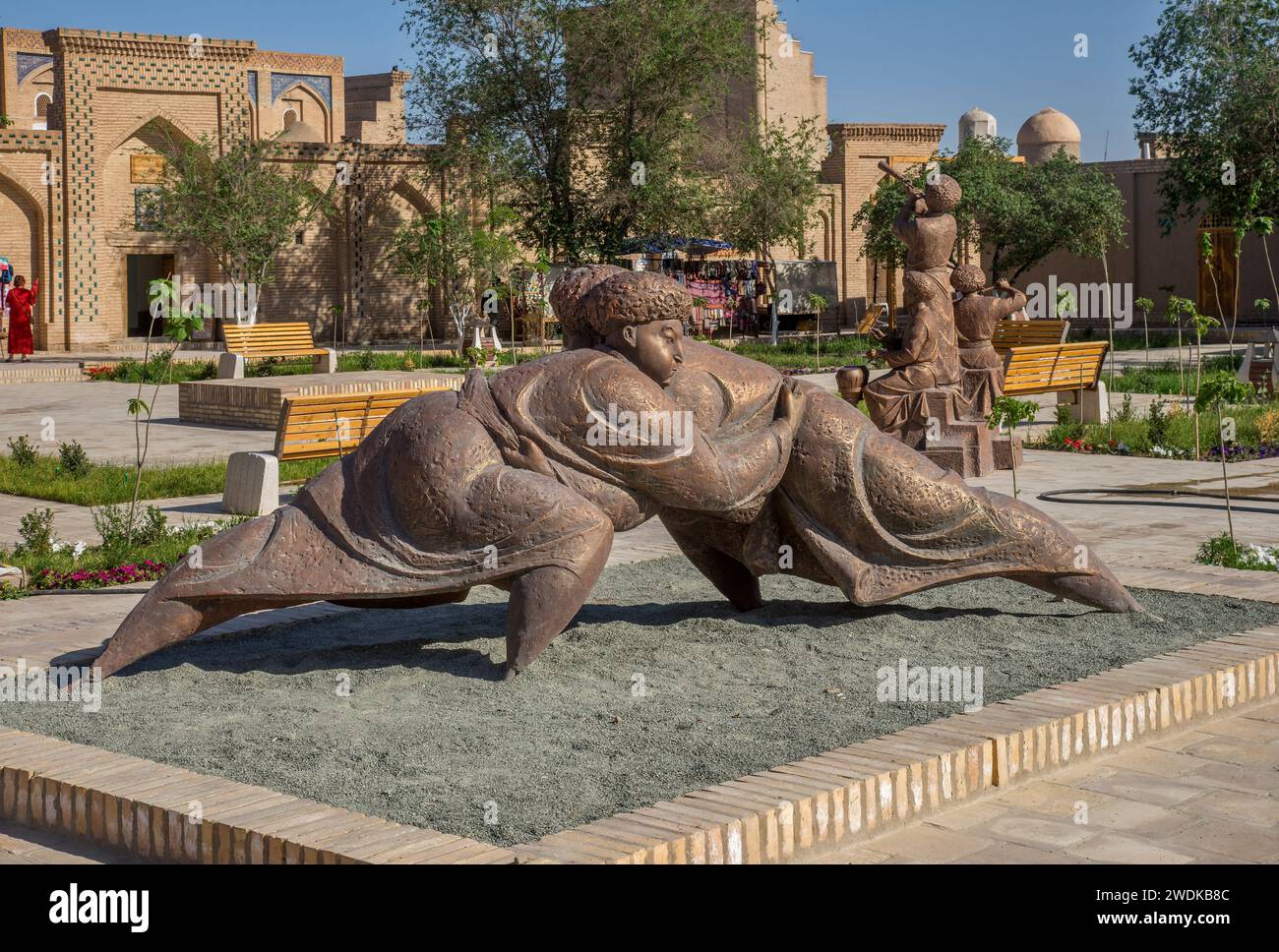 Moderne Skulptur im Itchan Kala in Chiwa. Usbekistan Stockfoto