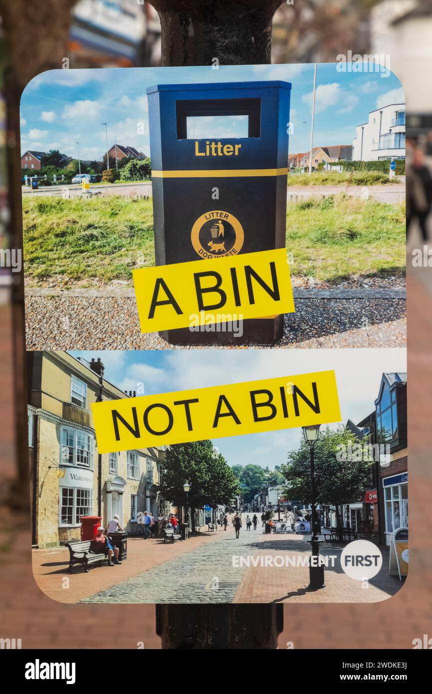 England, Sussex, East Sussex, Lewes, Straßenschild Gegen Müll Stockfoto