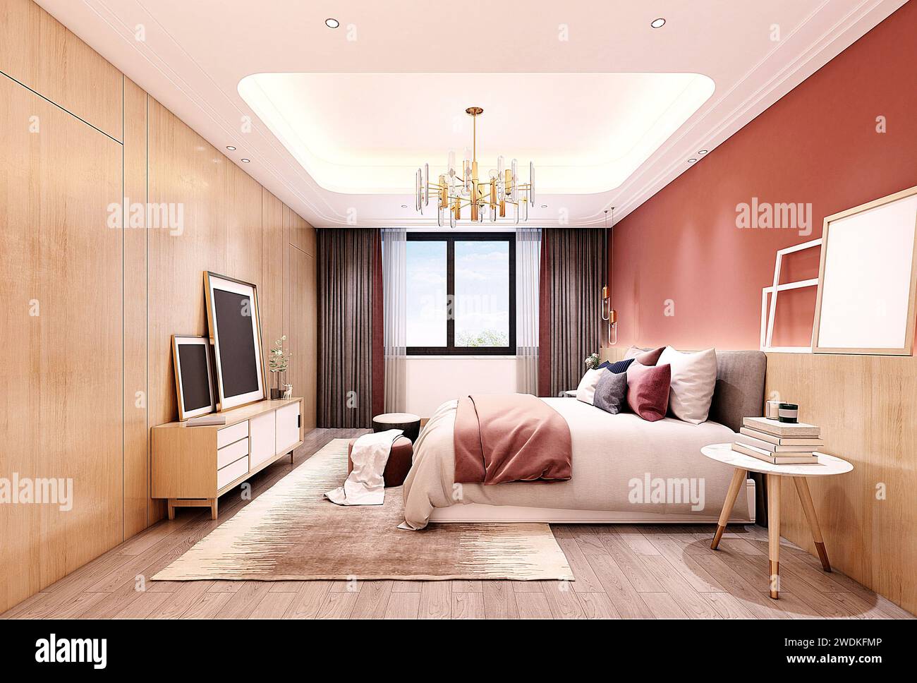 3D-Zimmer im Hotelzimmer Stockfoto