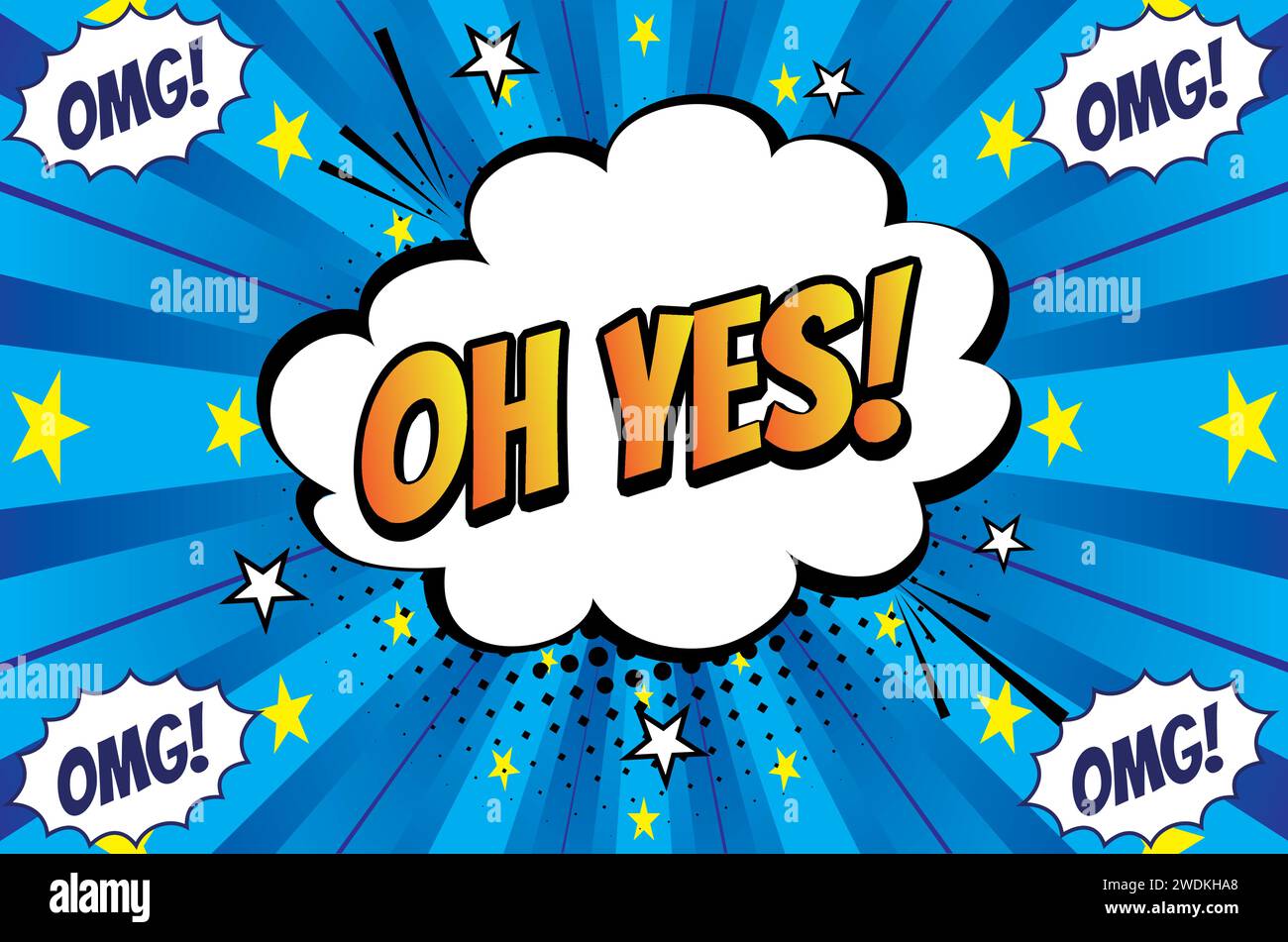 OH JA Text Pop Art Vektorbild Stock Vektor