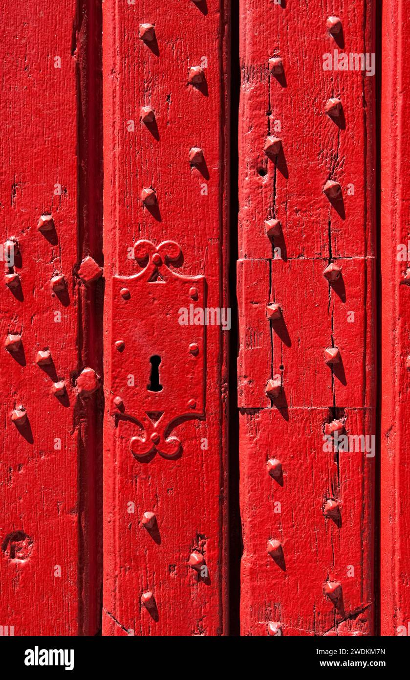 Detail einer roten Tür, Le Grand Curtius, Musée Curtius, Lüttich, Belgien, Europa Stockfoto