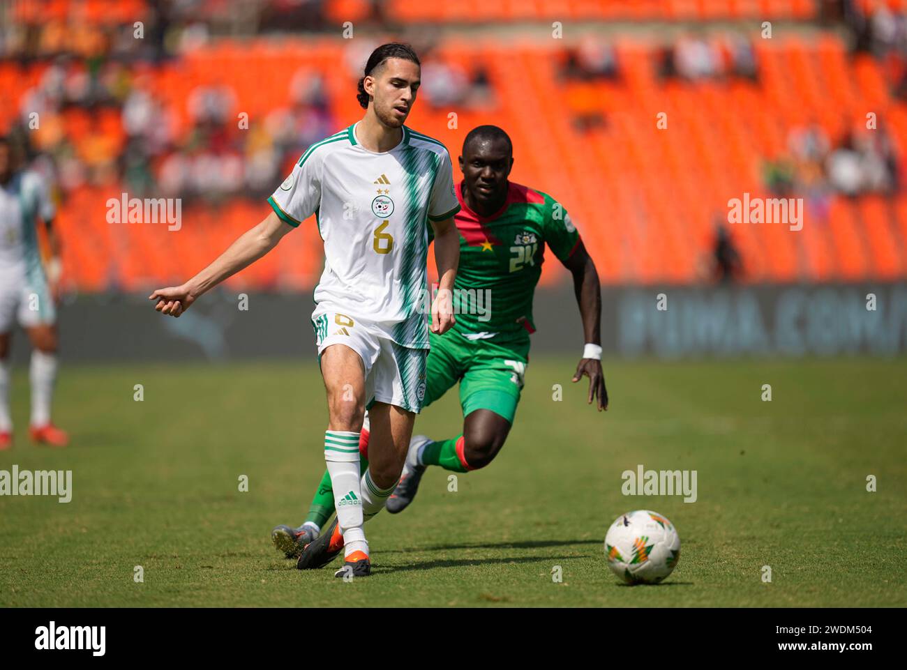 1 20, 2024. LIVE-Bilder vom Spiel der Gruppe C African Cup of Nation 2023 zwischen Algerien und Burkina Faso, Stade de la Paix, Bouake, . Kim Preis/CSM Stockfoto